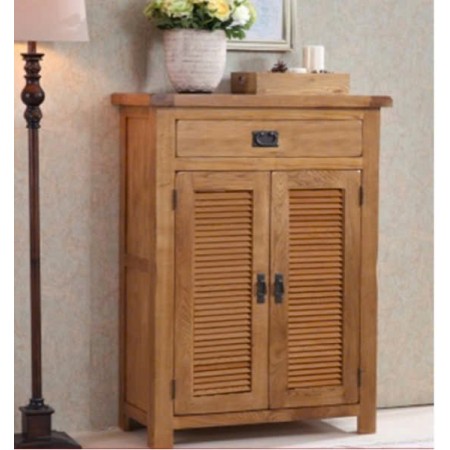 Rustic Oak : Tủ Giày Gỗ Sồi Lá Sách - W60cm 